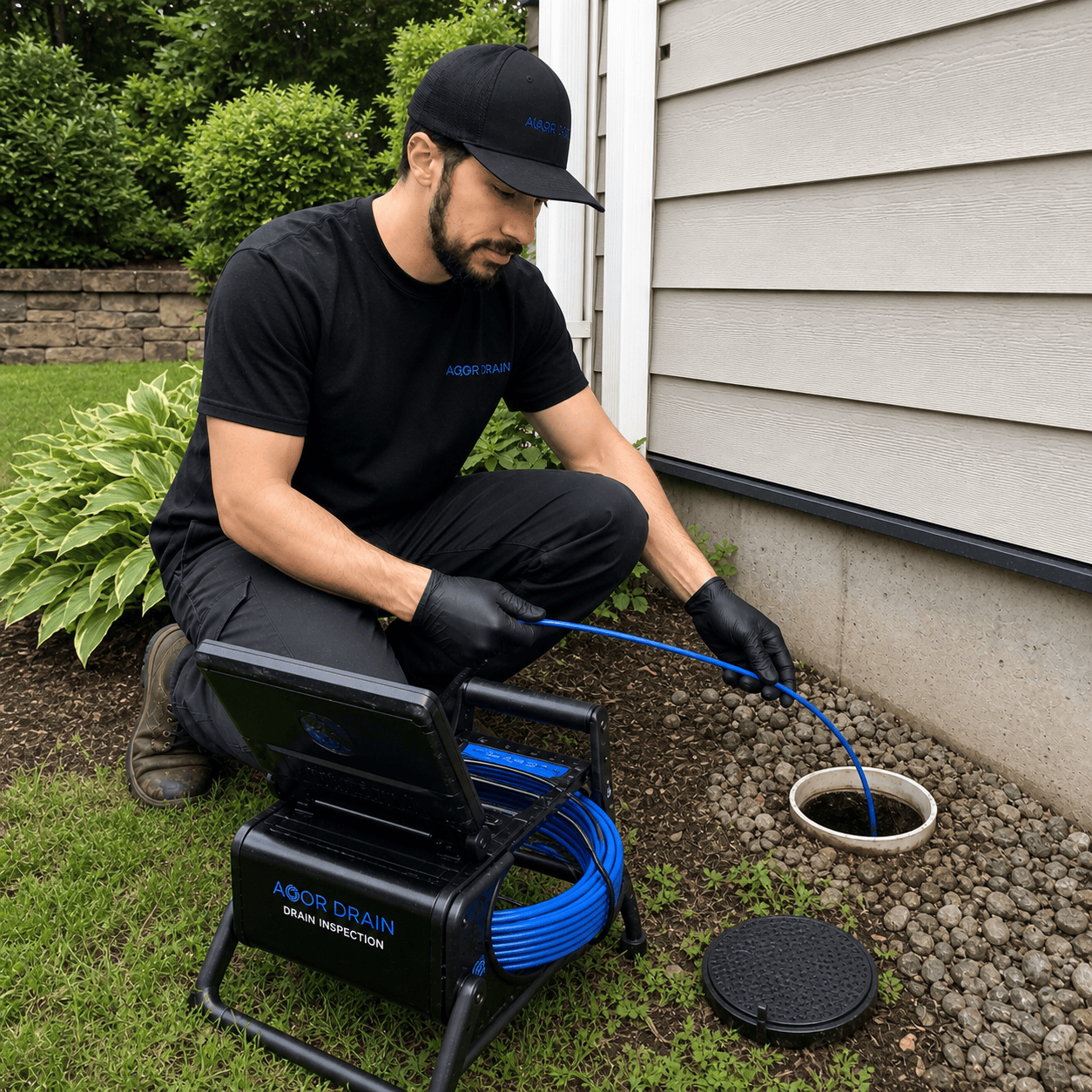 French drain camera inspection